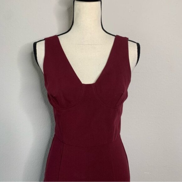 Black Halo Burgundy Wide Leg Jumpsuit - Picture 8 of 13